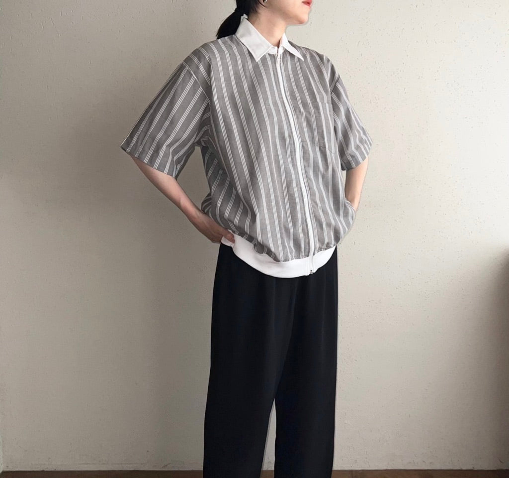 90s Striped Zip Shirt
