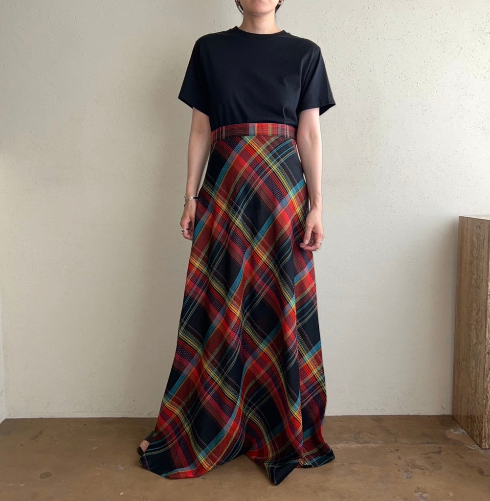 70s Plaid Maxi Skirt