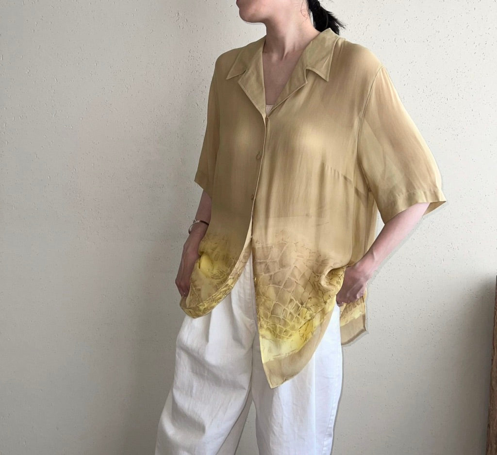 90s EURO Sheer Printed Blouse