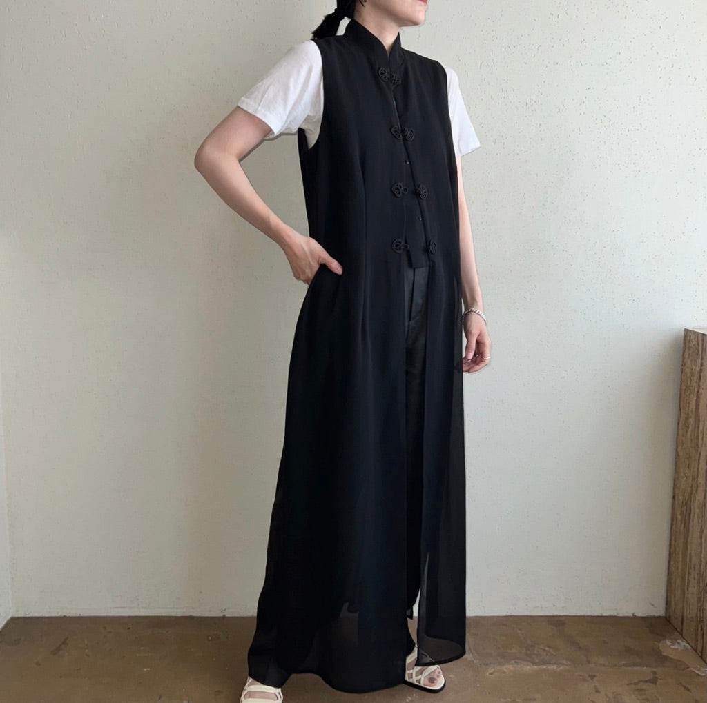 90s Asian Design Sheer Vest Made in USA