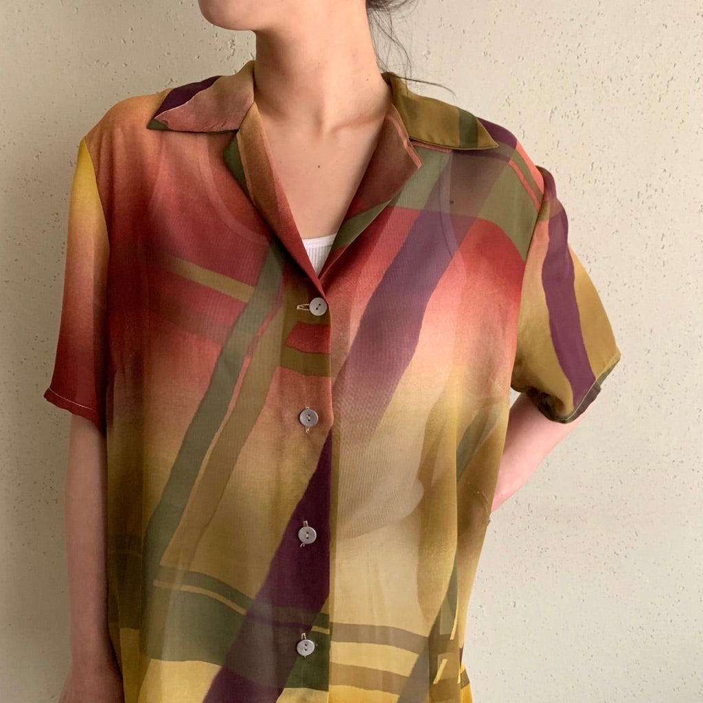 90s Sheer Printed Blouse Made in Italy