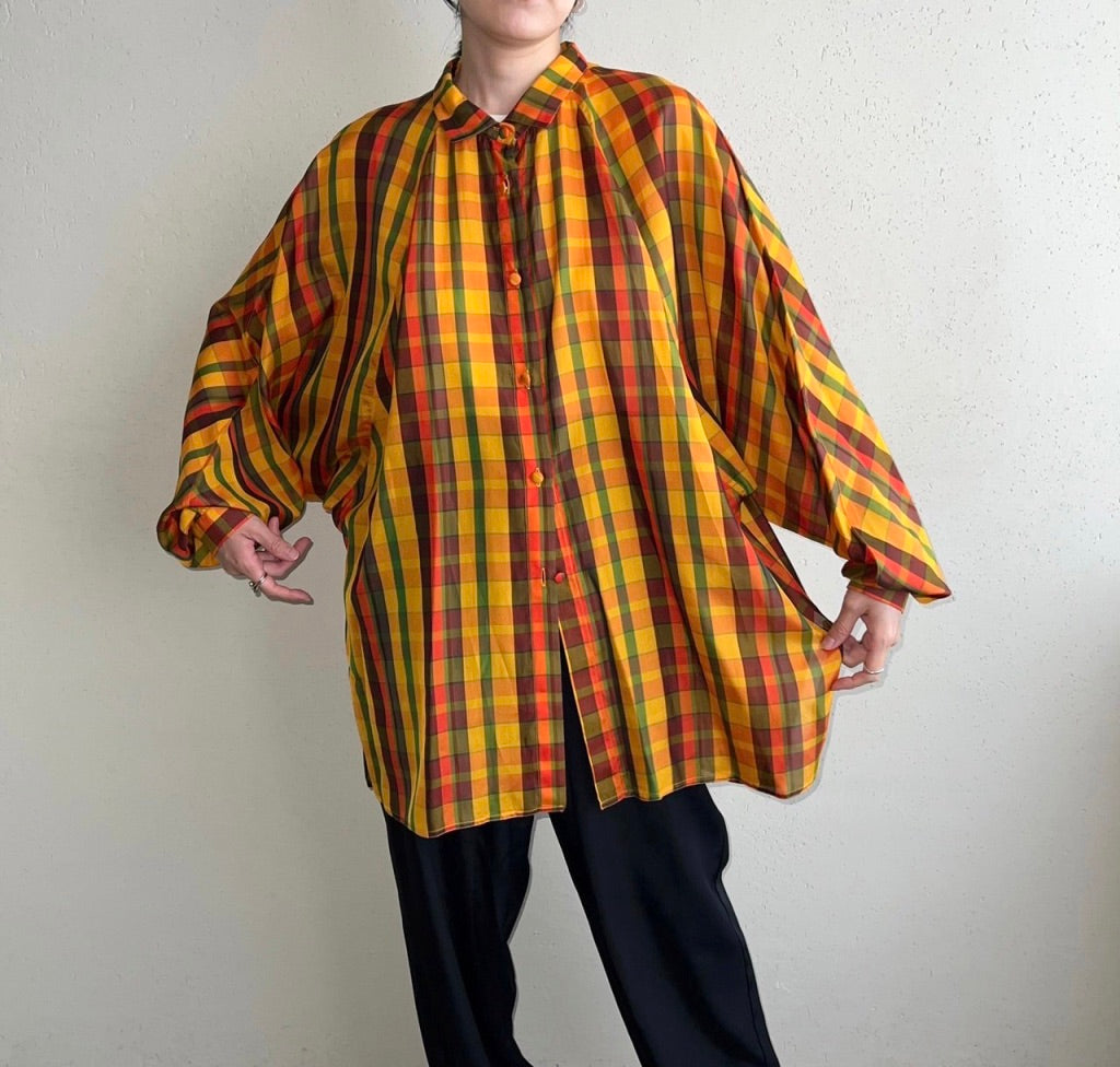 90s EURO Plaid Blouse