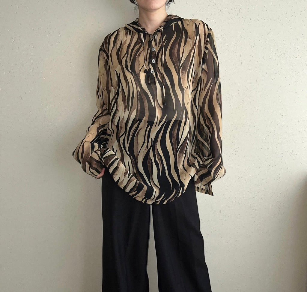 90s Printed Sheer Top