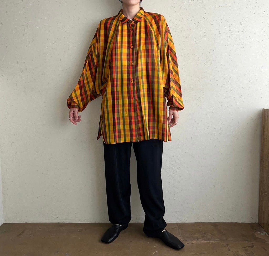 90s EURO Plaid Blouse
