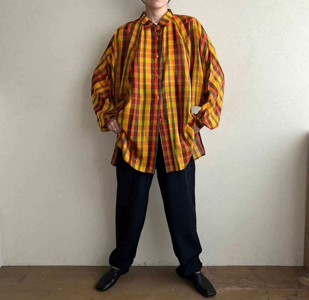 90s EURO Plaid Blouse