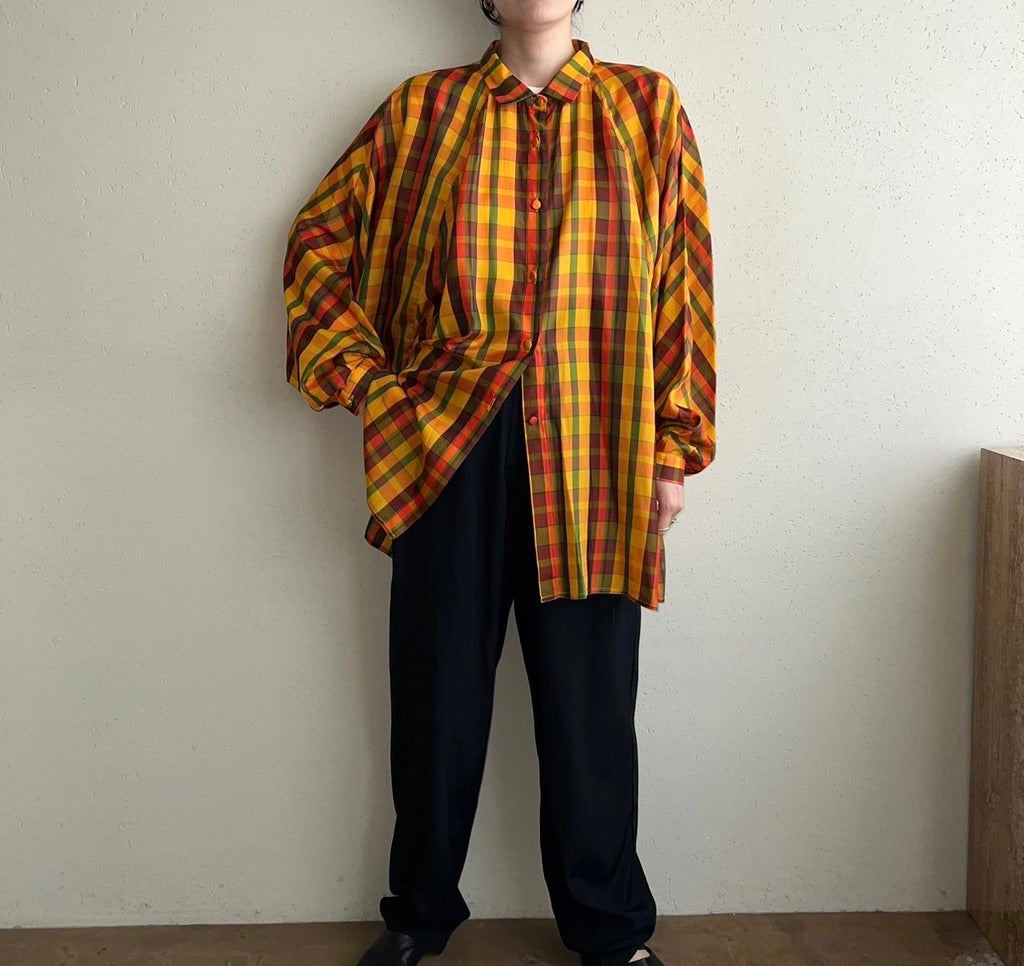 90s EURO Plaid Blouse