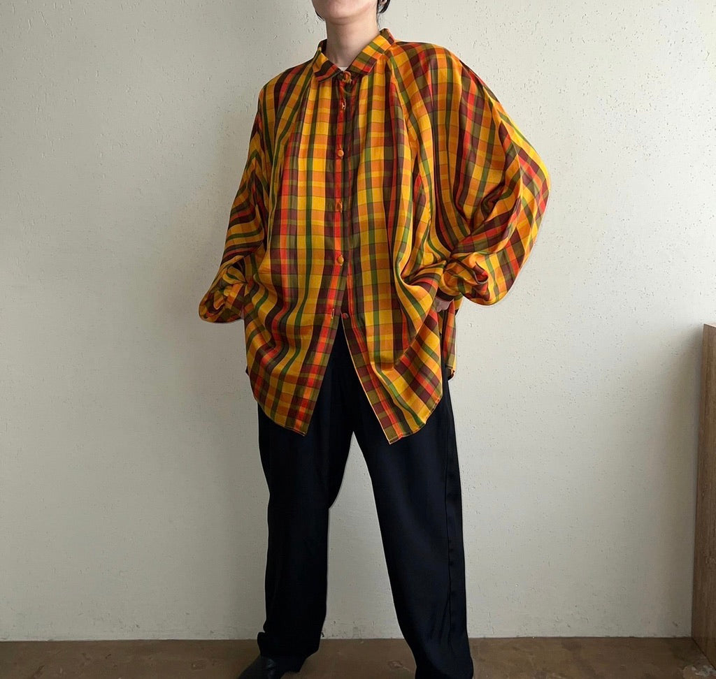 90s EURO Plaid Blouse