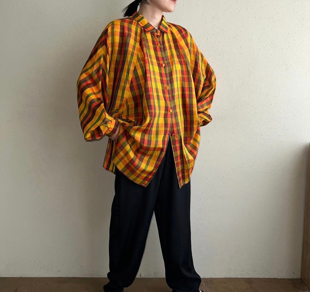 90s EURO Plaid Blouse