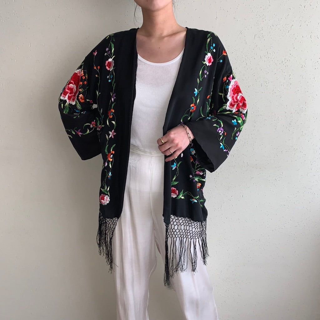 90s Silk Embroidery Robe