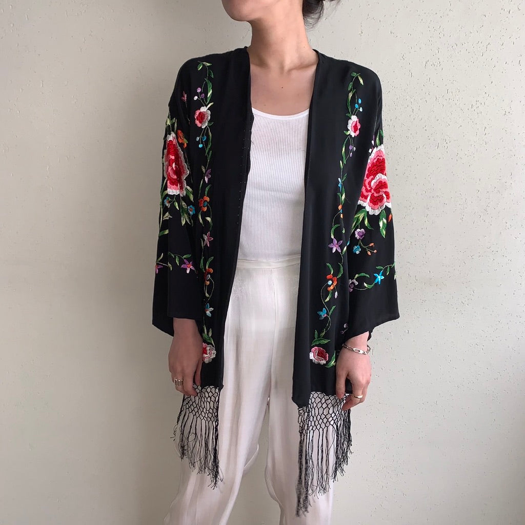 90s Silk Embroidery Robe