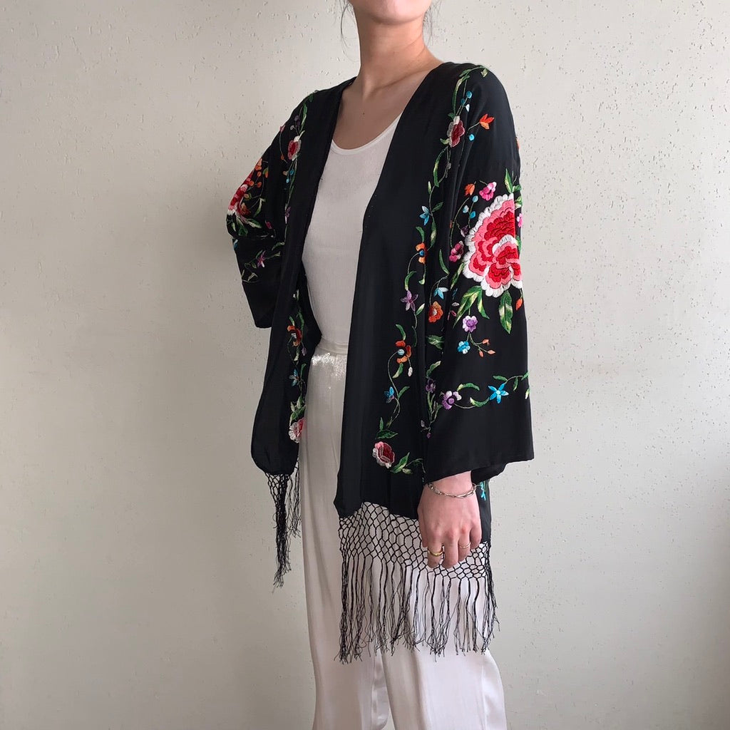 90s Silk Embroidery Robe
