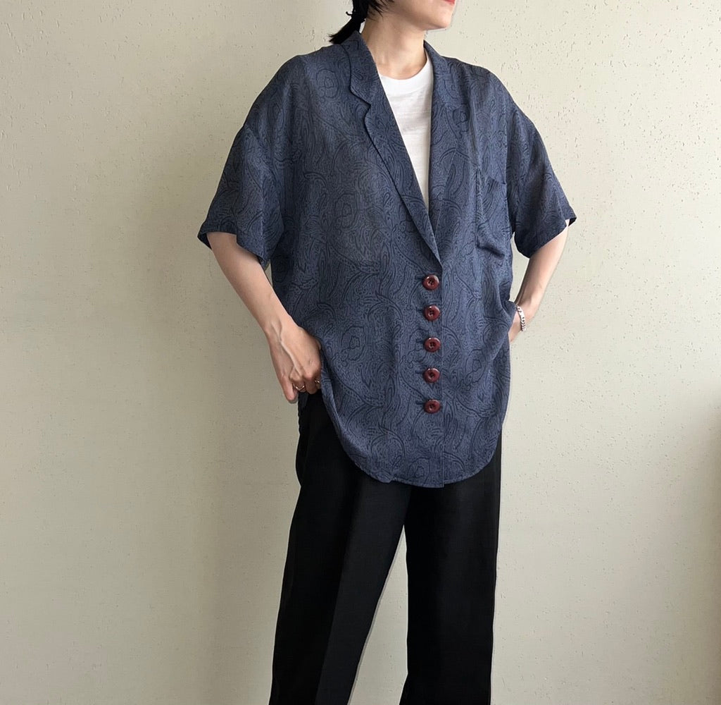 90s Sheer Printed Shirt Jacket
