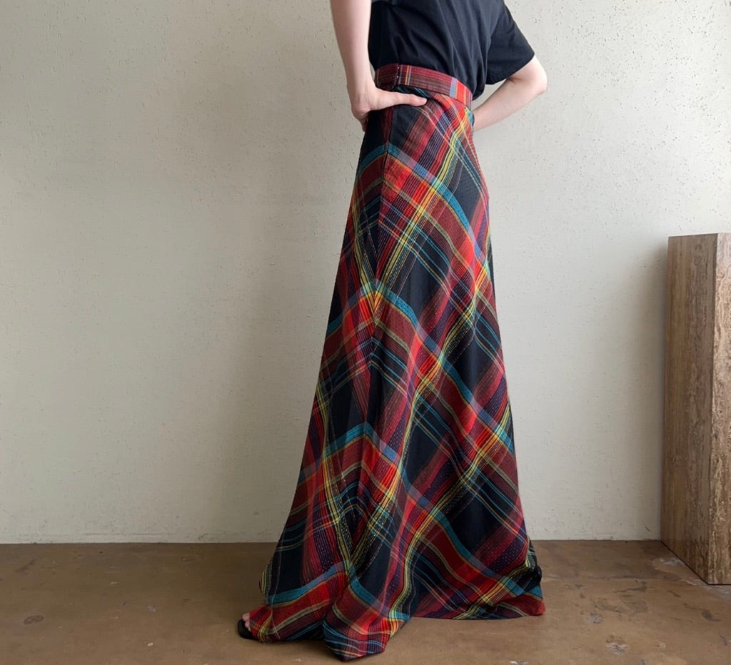 70s Plaid Maxi Skirt