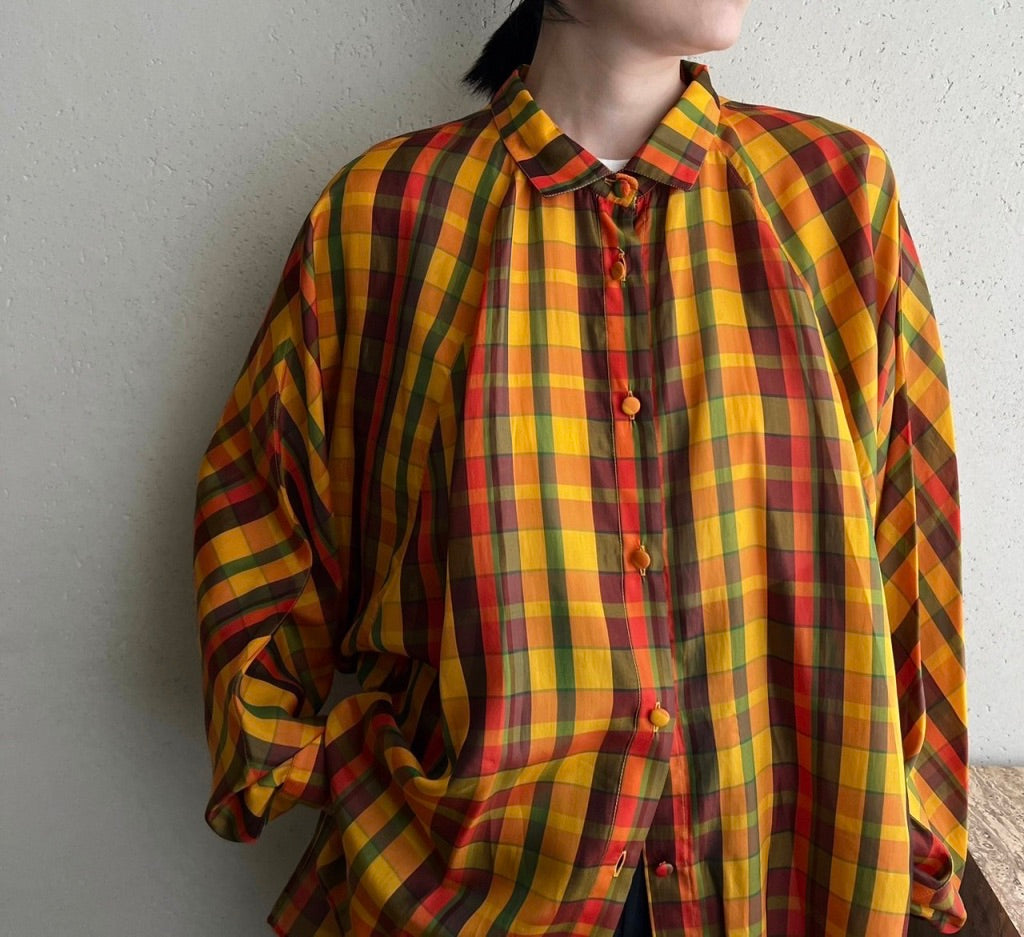 90s EURO Plaid Blouse