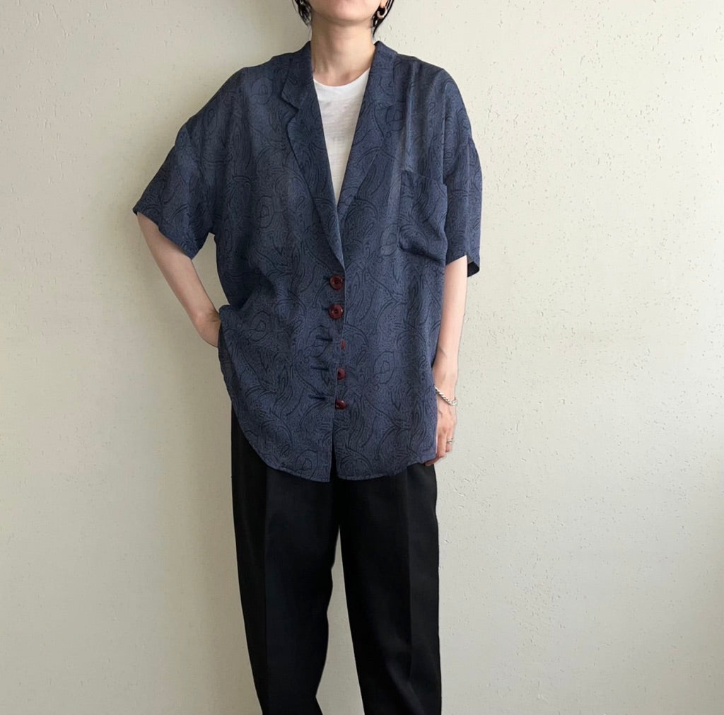 90s Sheer Printed Shirt Jacket
