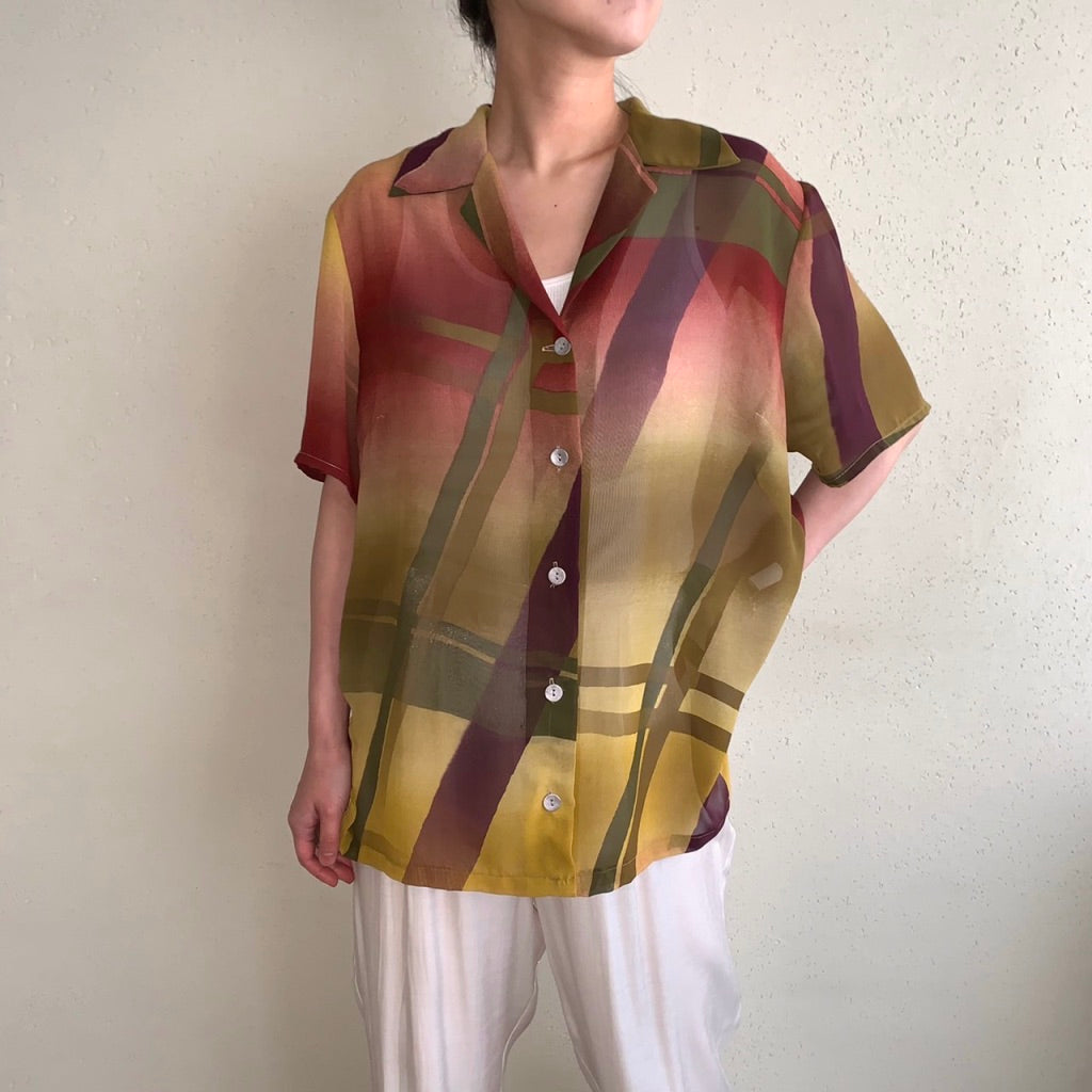 90s Sheer Printed Blouse Made in Italy