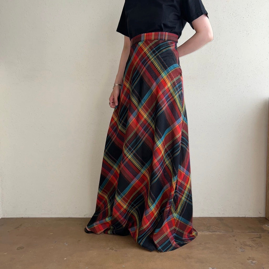 70s Plaid Maxi Skirt
