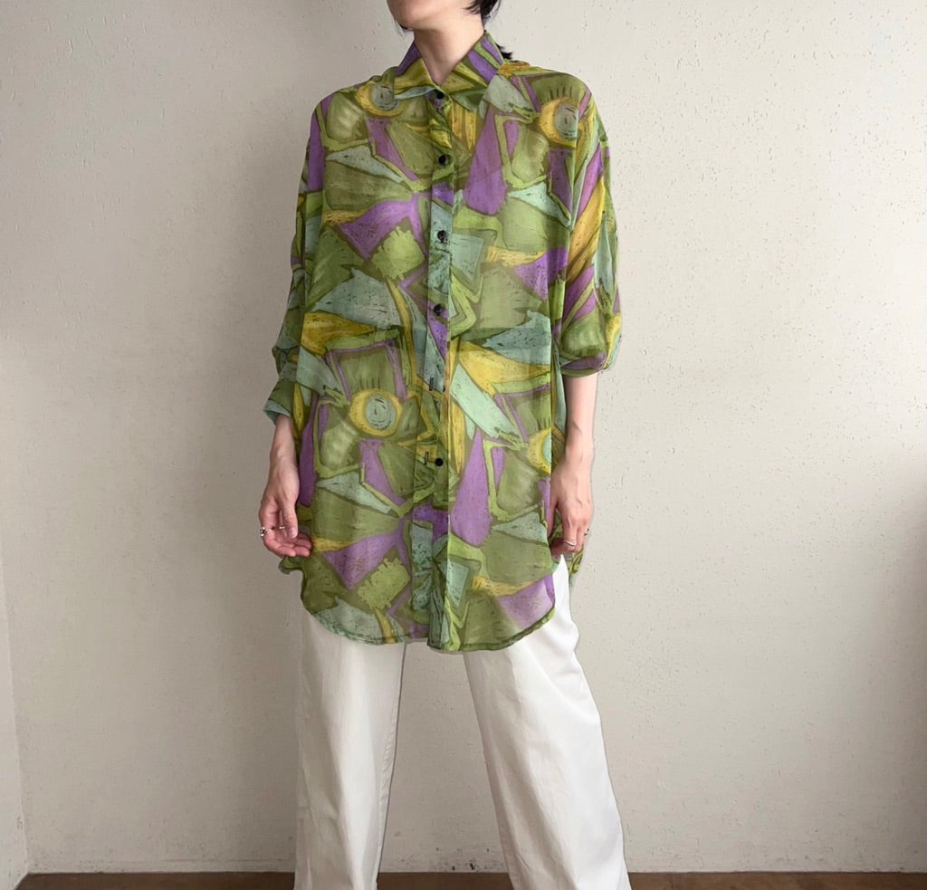 90s Sheer Printed Shirt