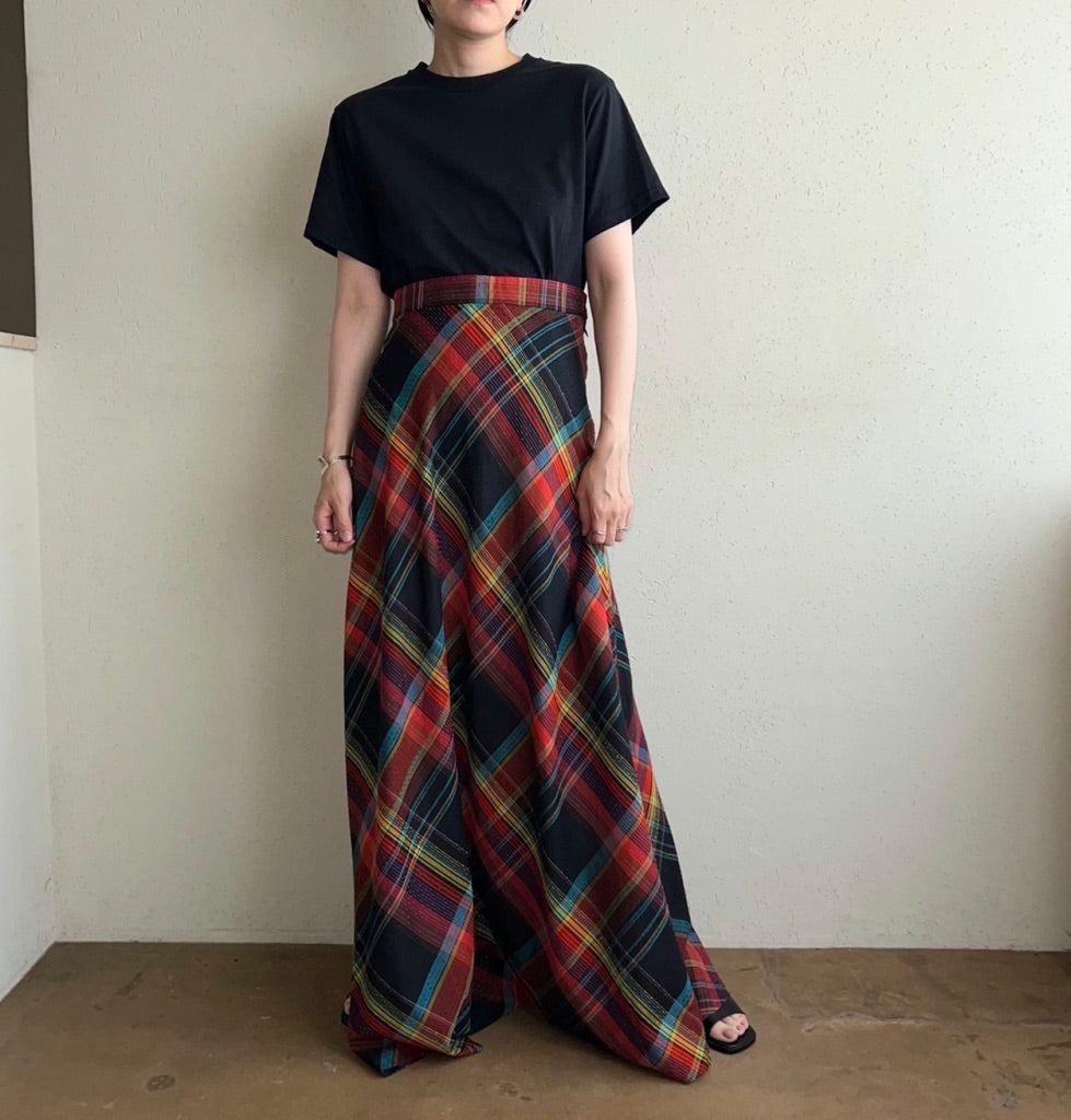 70s Plaid Maxi Skirt