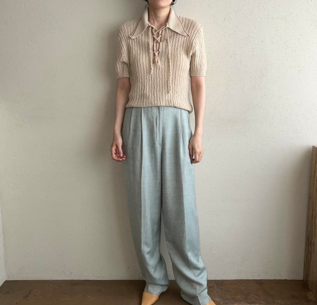 70s Lace Up Knit Top