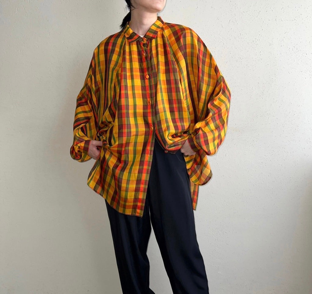 90s EURO Plaid Blouse