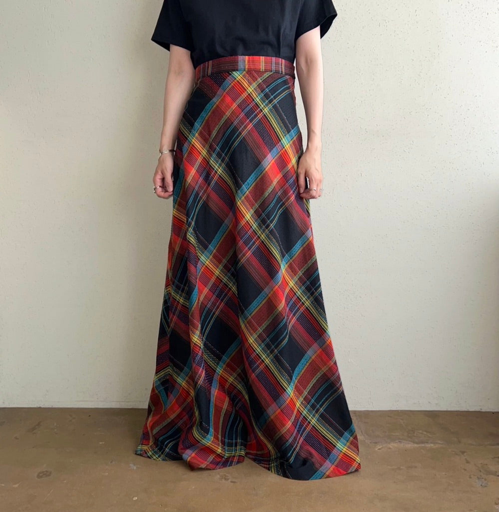 70s Plaid Maxi Skirt