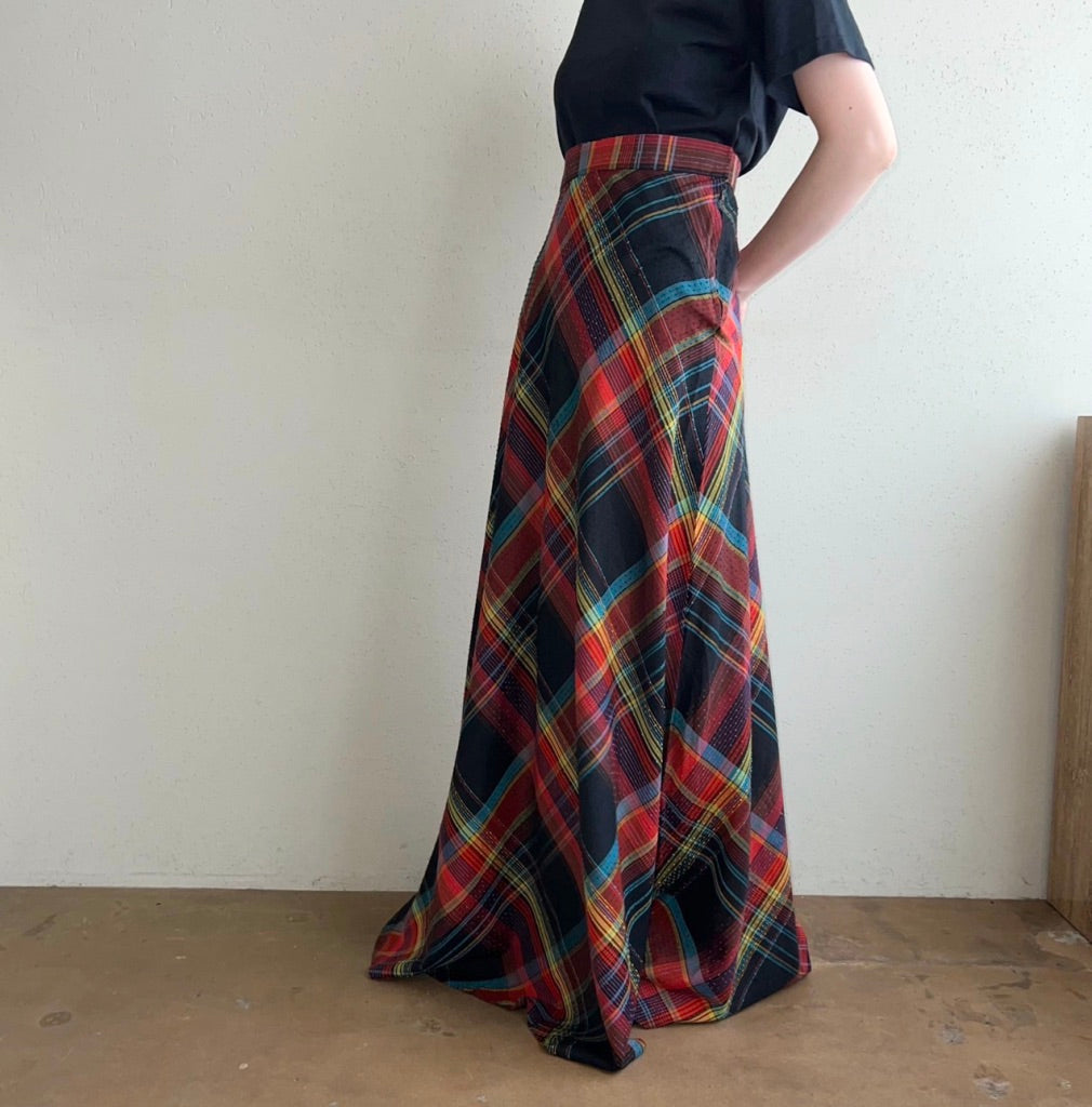 70s Plaid Maxi Skirt