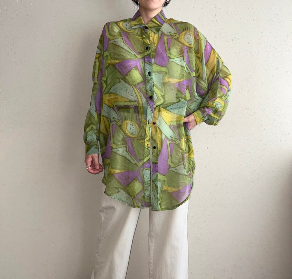 90s Sheer Printed Shirt