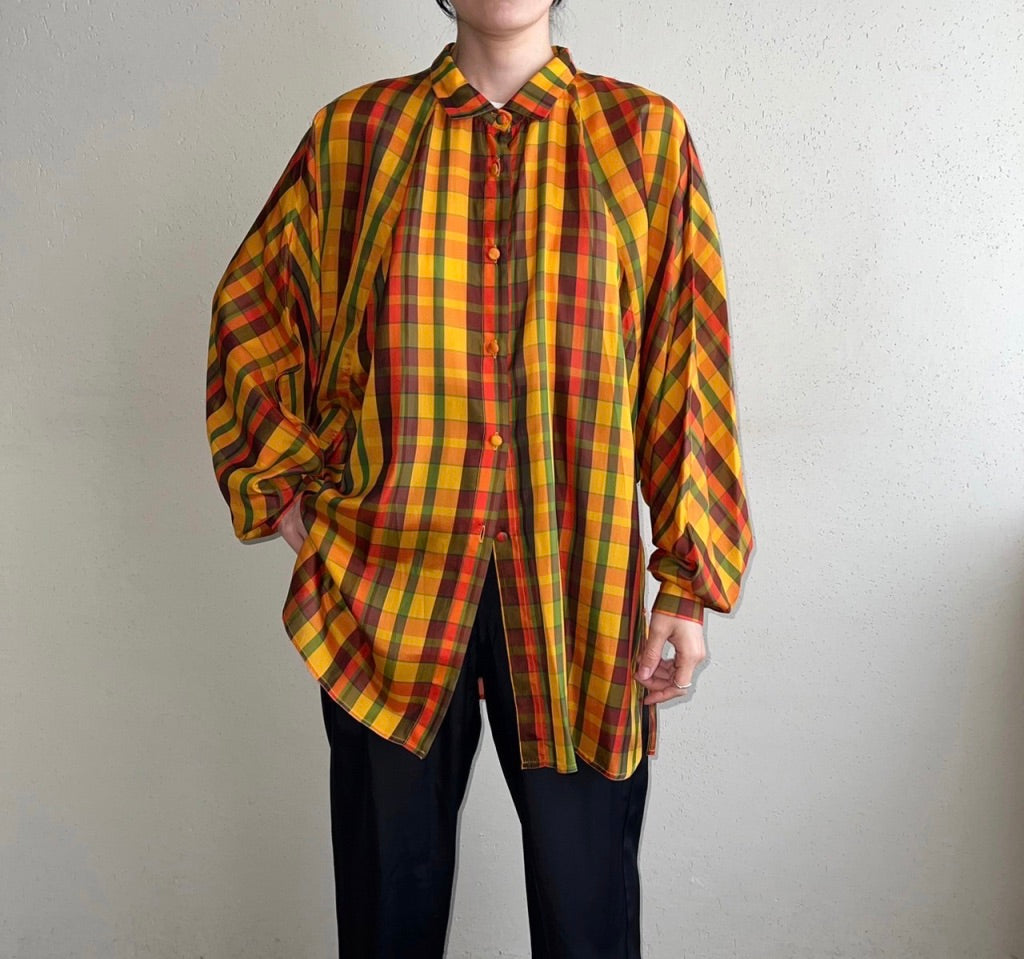 90s EURO Plaid Blouse