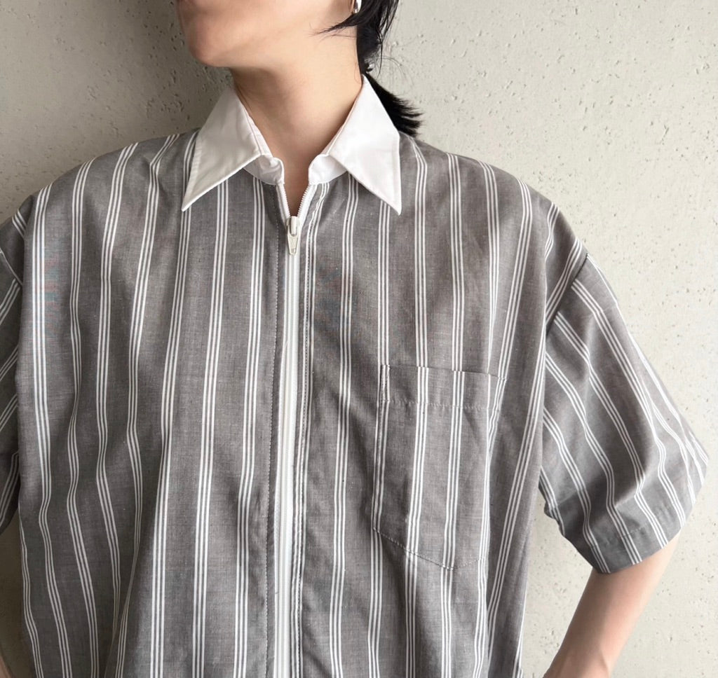 90s Striped Zip Shirt