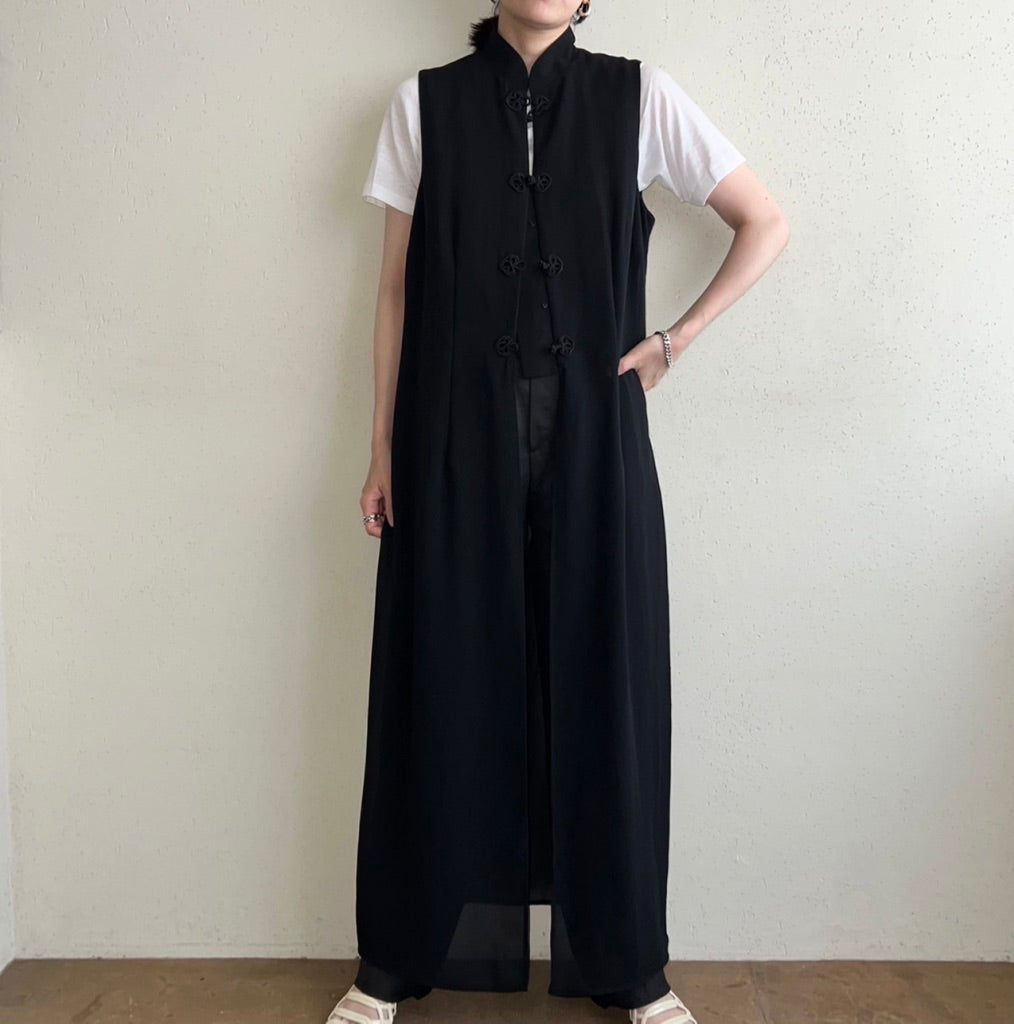 90s Asian Design Sheer Vest Made in USA