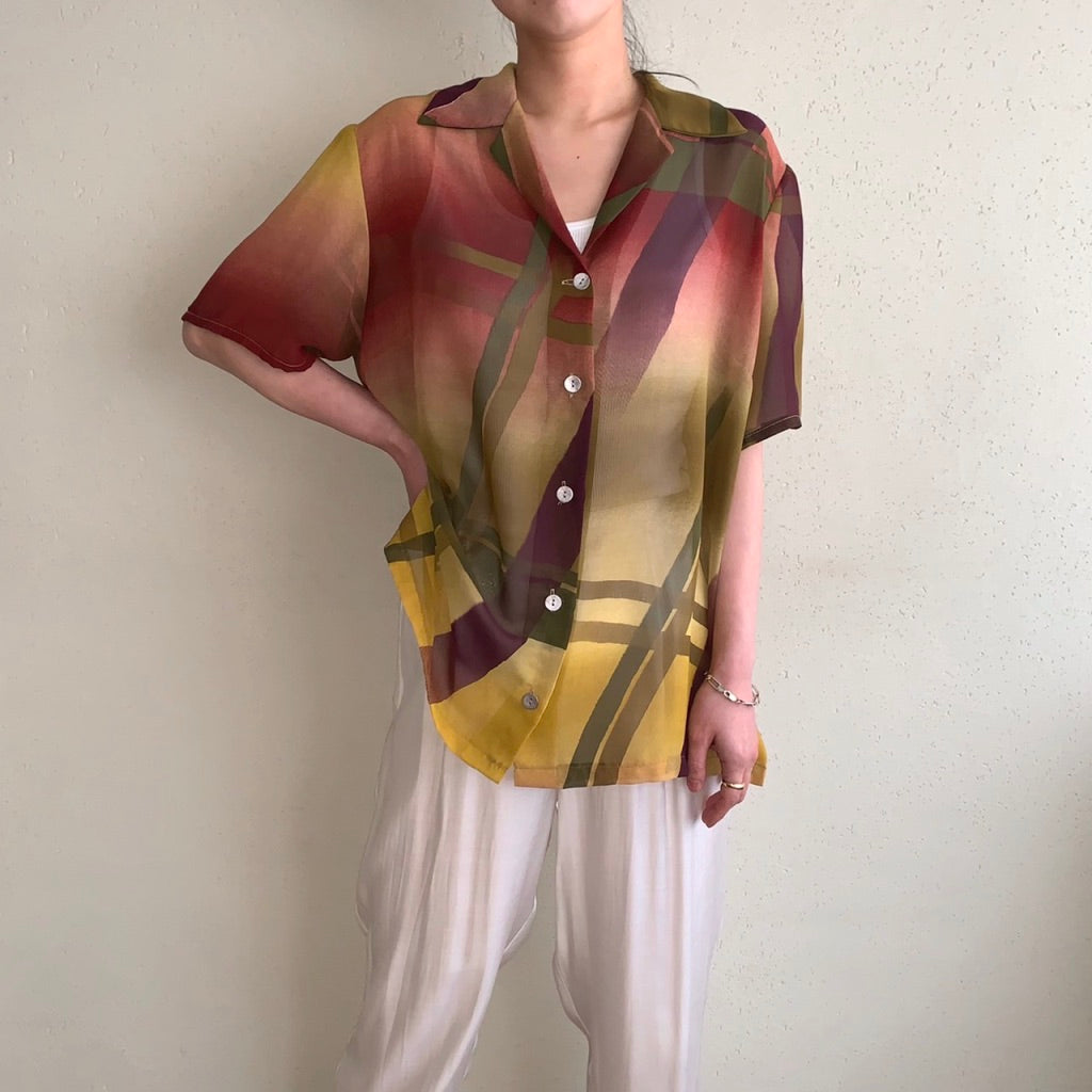 90s Sheer Printed Blouse Made in Italy
