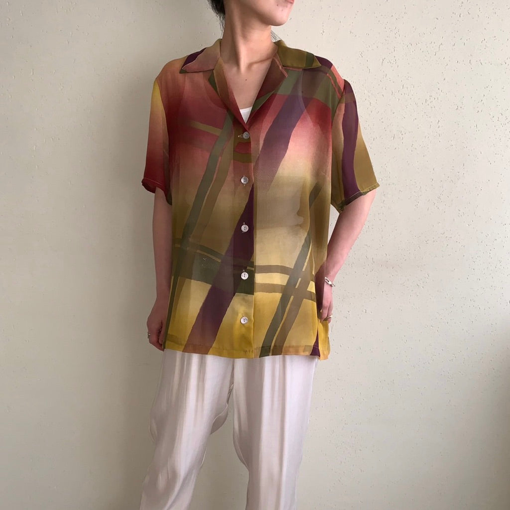 90s Sheer Printed Blouse Made in Italy