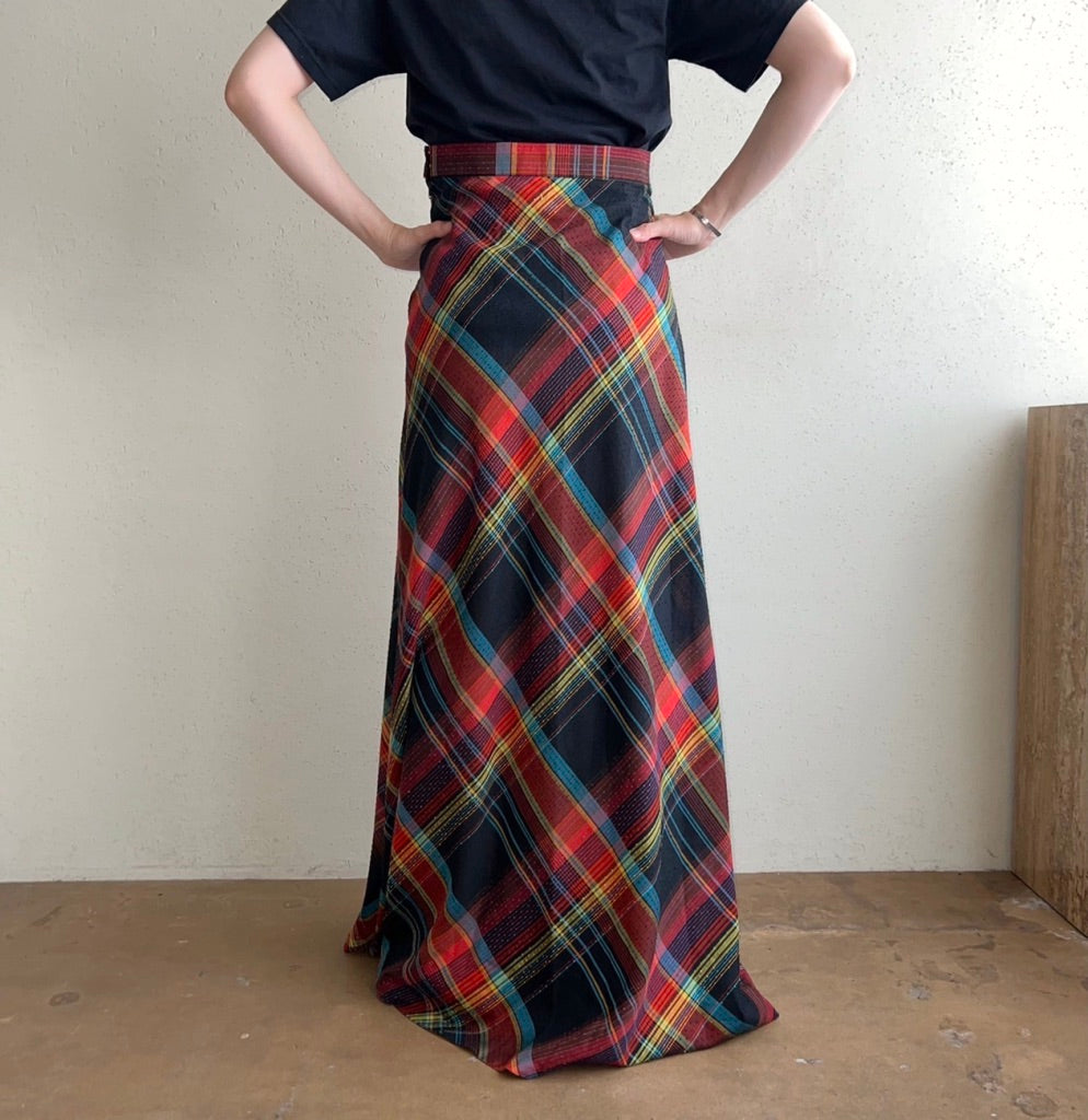 70s Plaid Maxi Skirt
