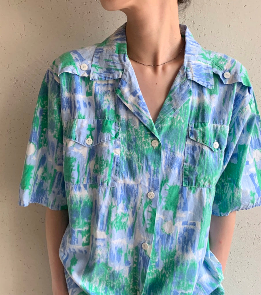 90s EURO Print Blouse