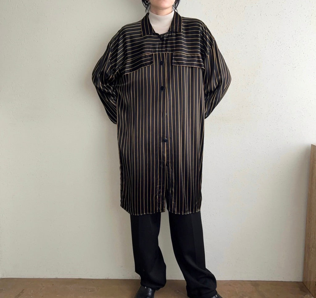 80s Striped Long Blouse Made in Germany