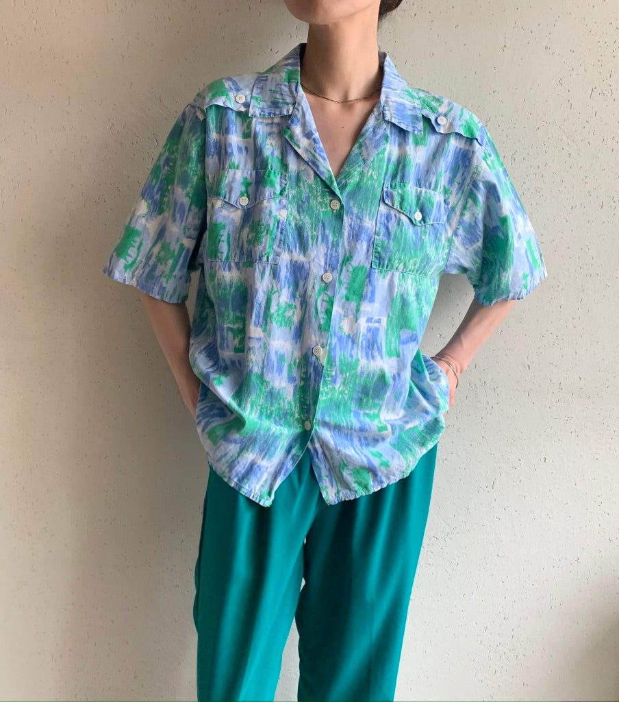 90s EURO Print Blouse