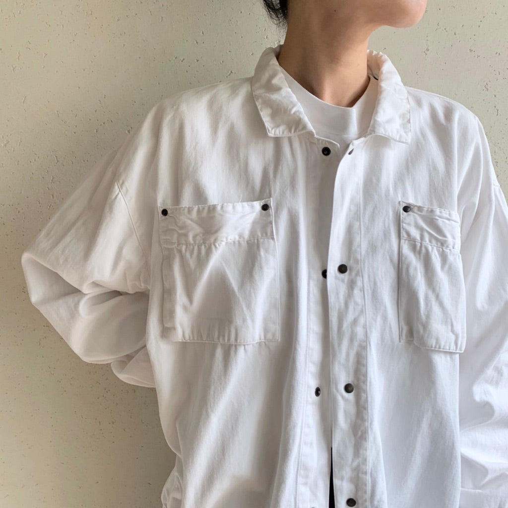 90s White Cotton Shirt Jacket