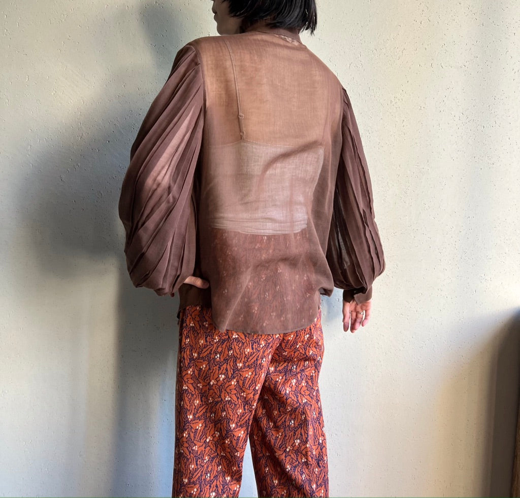 70s Pleated Sleeves Blouse