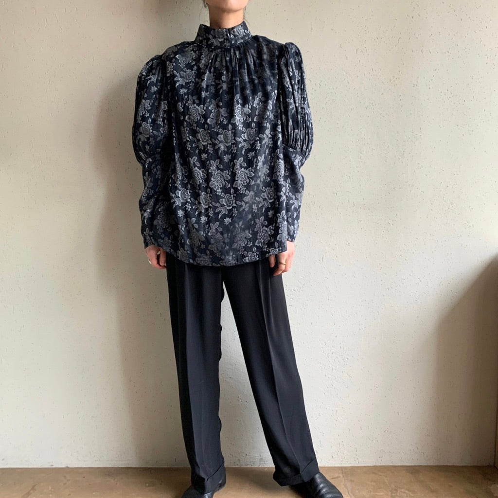 80s Pleated Design Blouse