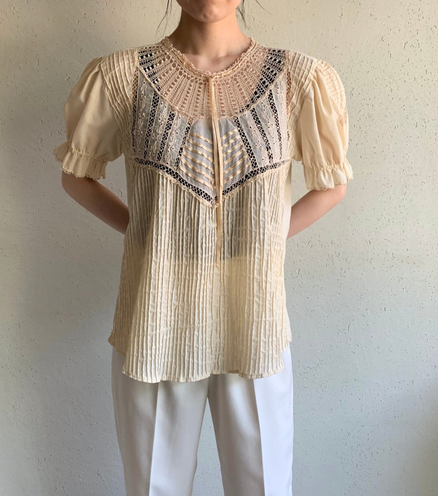 70s Lace Sheer Blouse