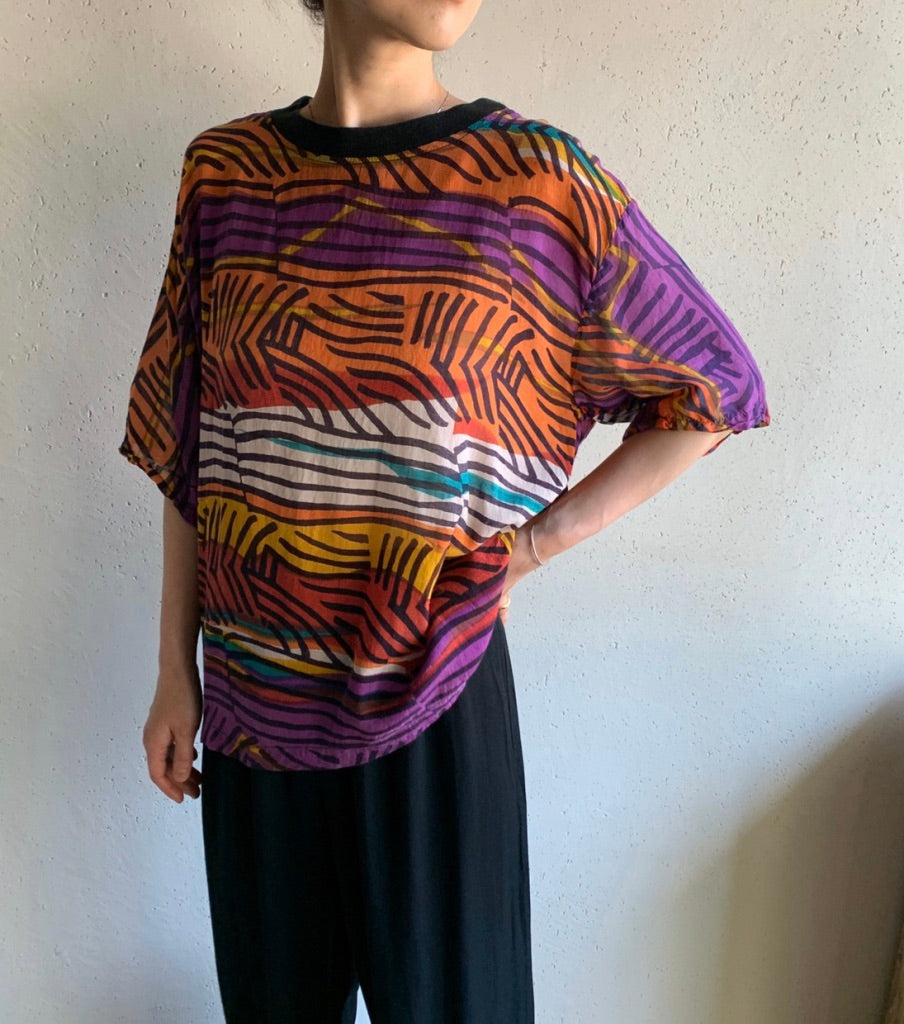 90s Sheer Printed Top