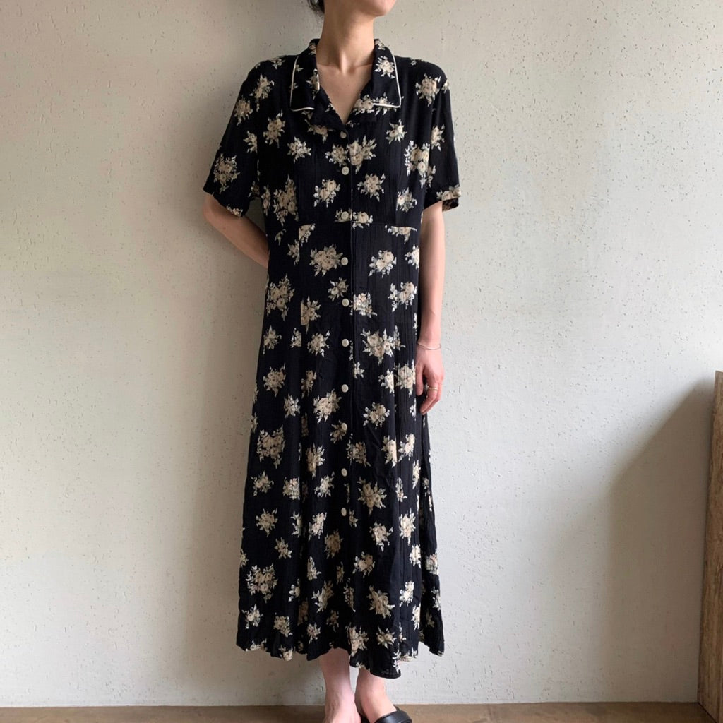 80s Printed Dress Made in USA