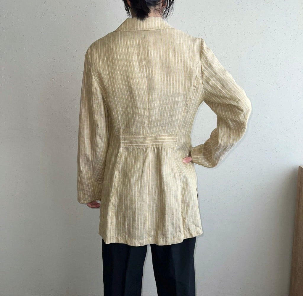 90s Linen Striped Jacket Made in France