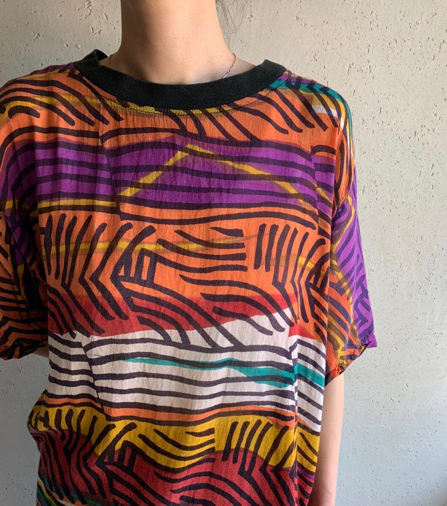 90s Sheer Printed Top