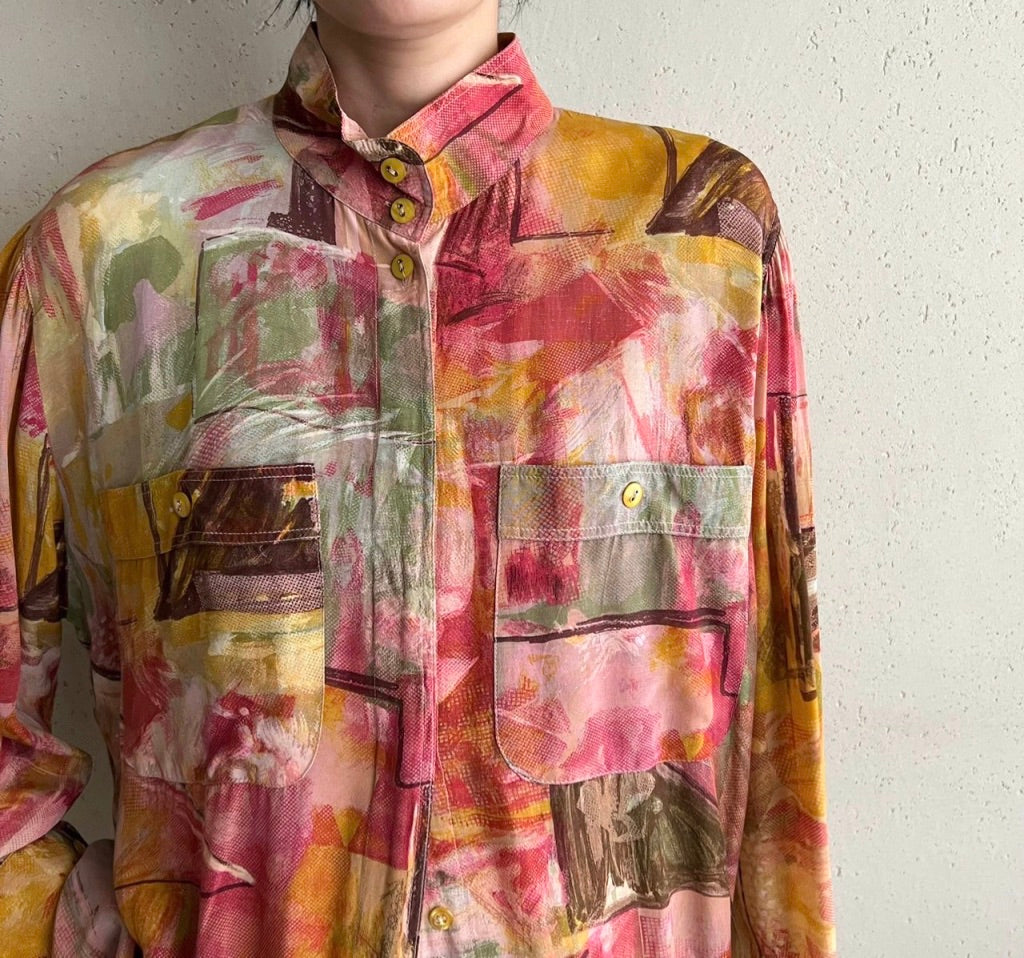 90s EURO Printed Blouse