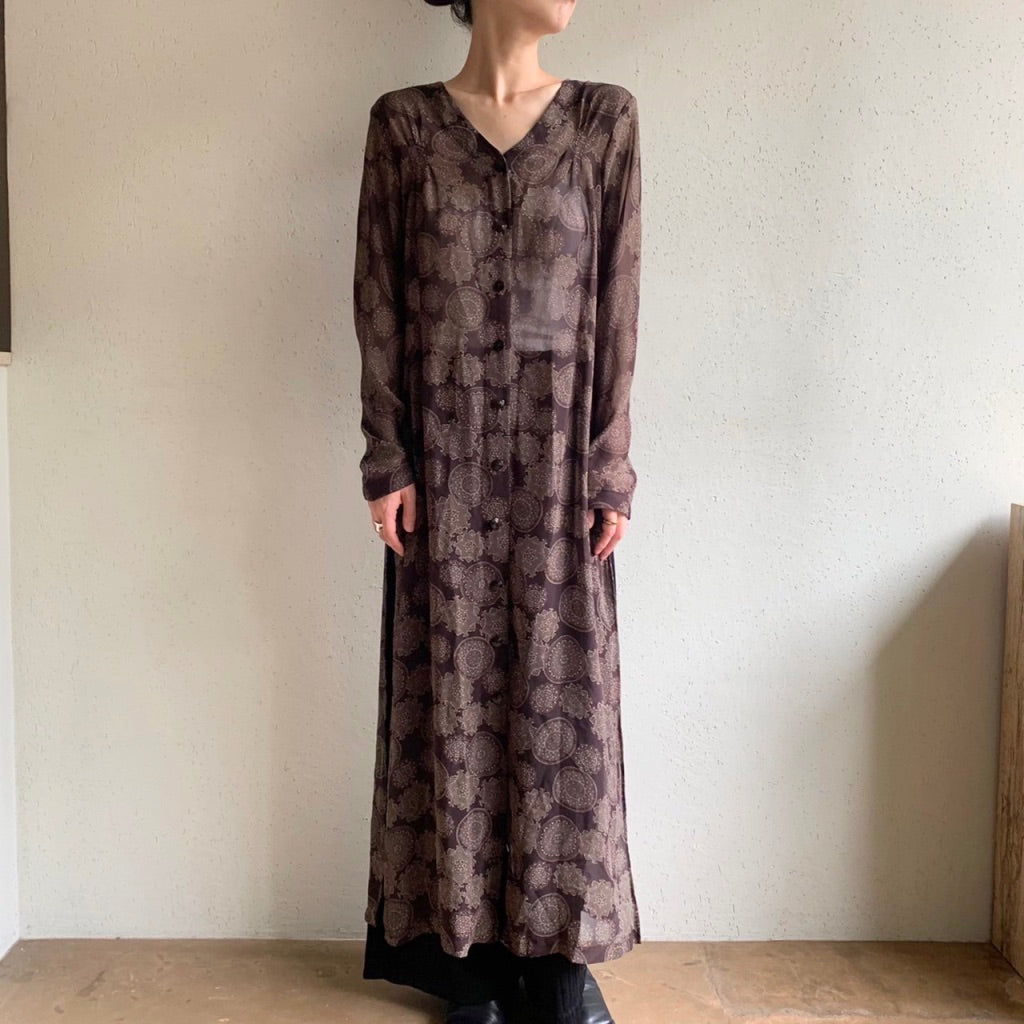 90s Printed Sheer Dress