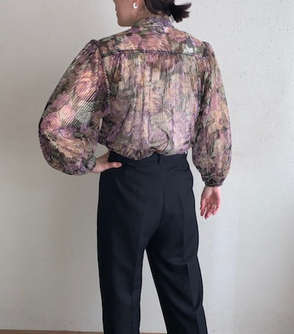 70s Print Sheer Blouse