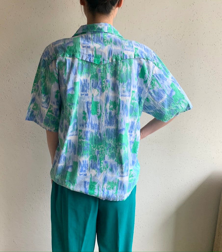 90s EURO Print Blouse