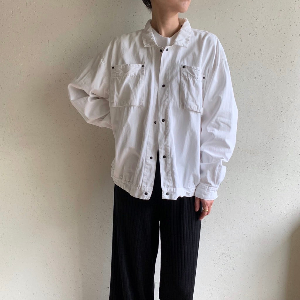 90s White Cotton Shirt Jacket